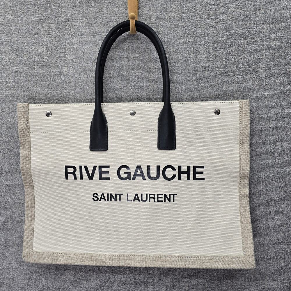 SAINT LAURENT RIVE GAUCHE LINEN/CANVAS TOTE BAG